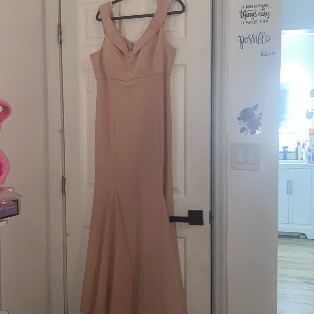 RM RICHARDS BLUSH PINK OFF SHOULDER GOWN